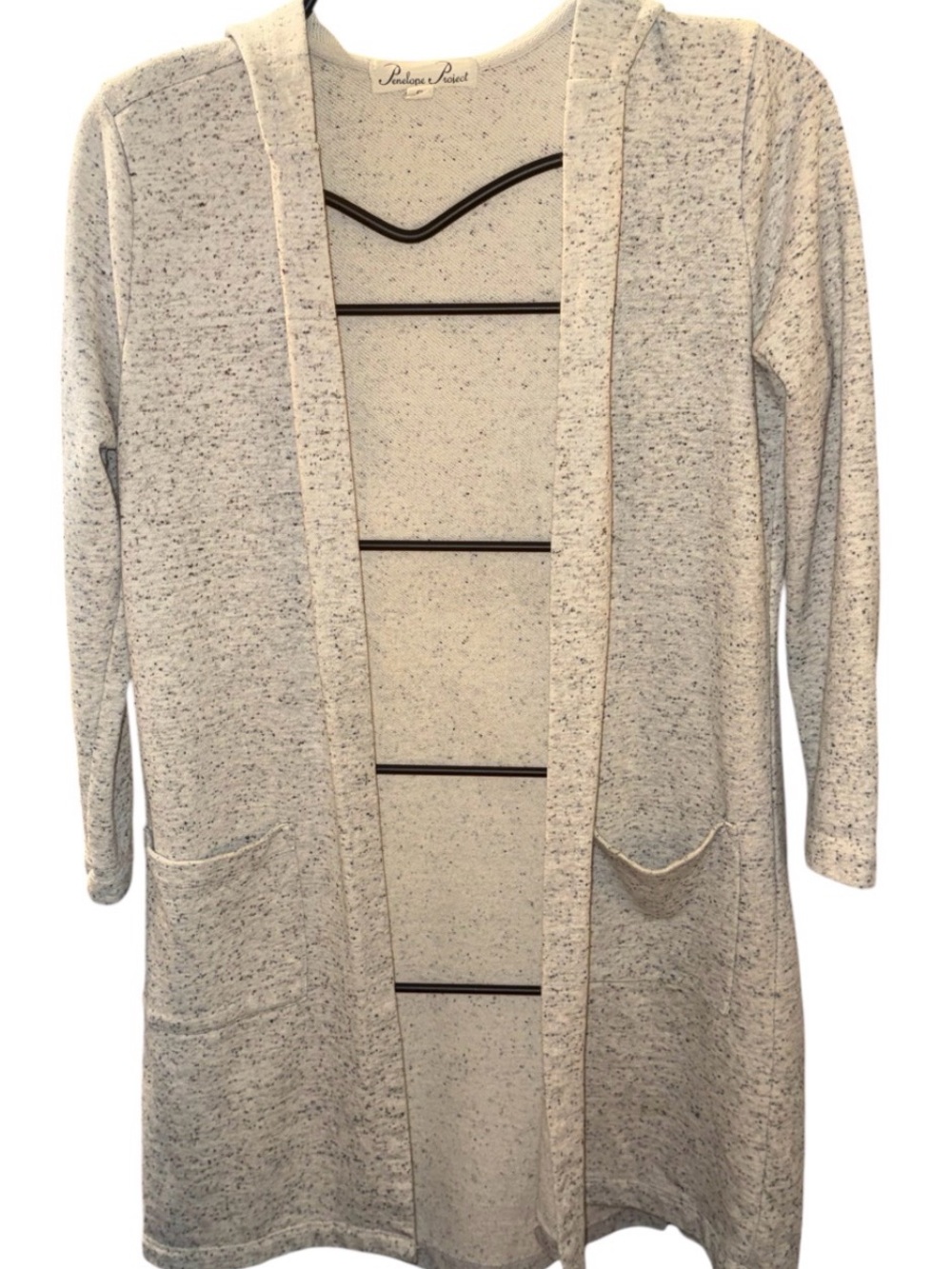 Light Heather Gray Open-Front Knit Cardigan with Pockets